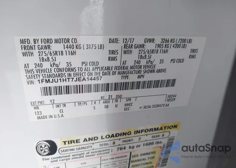 2018 Ford Expedition Xlt from USA, damaged, VIN 1FMJU1HT7JEA14457